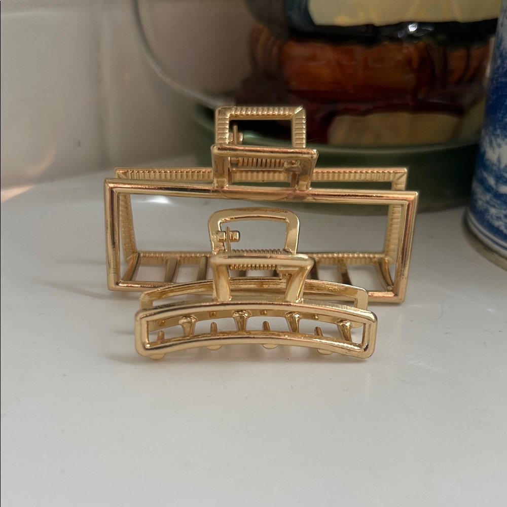 Gold Hair Claw Clips set of large & small